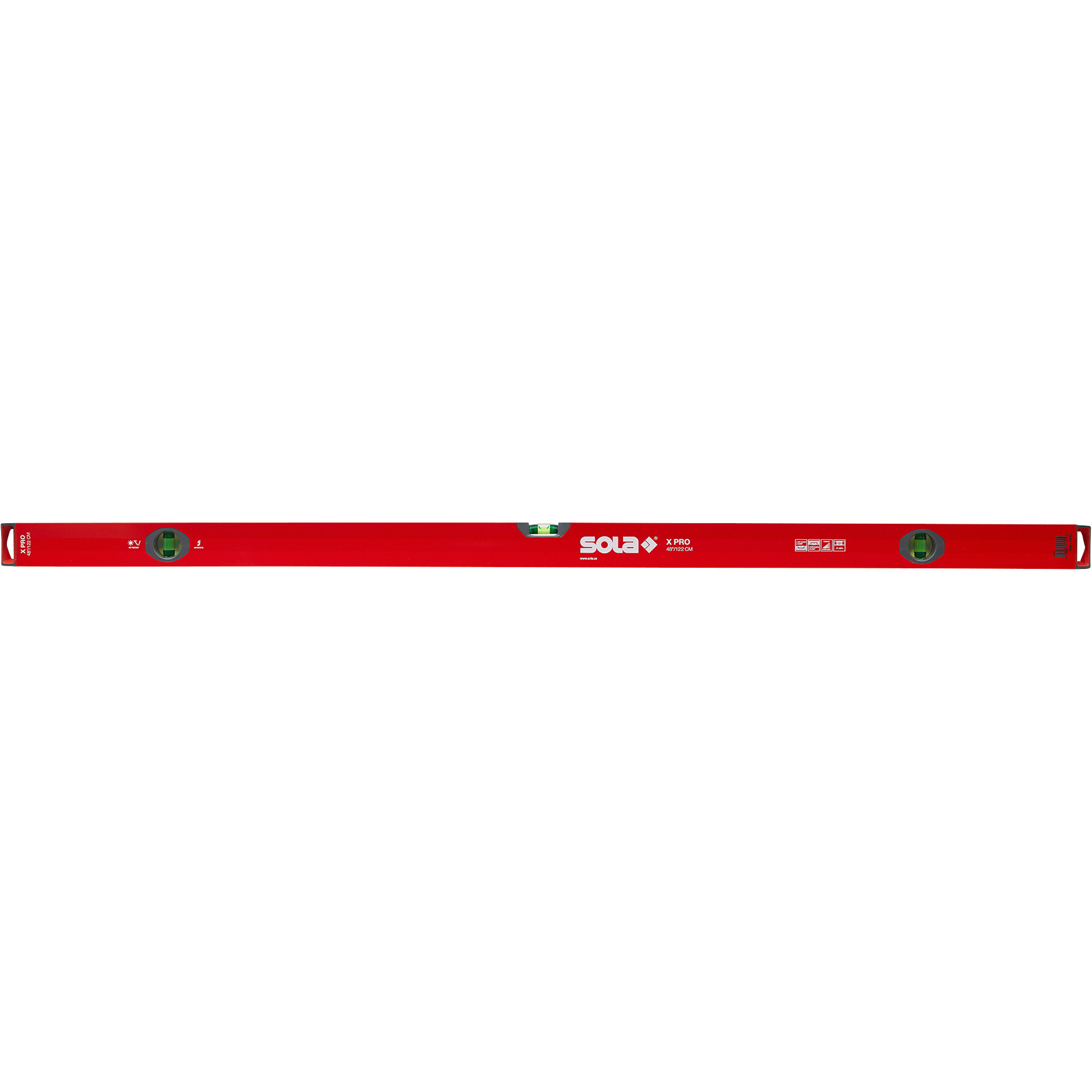 SOLA X-Beam Level - 48in., 3 Vials, Ergonomic Design, Model# LSX48